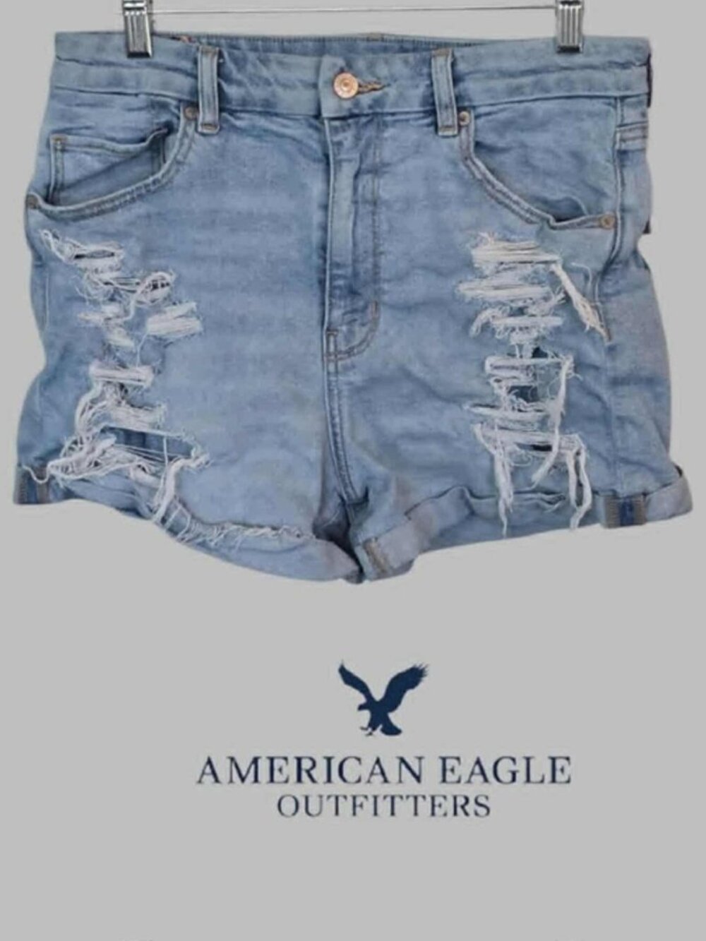 American Eagle Stretch Distressed Curvy Mom Denim Jeans Shorts Womens 12